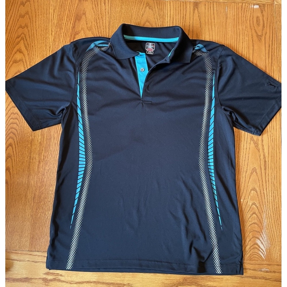 Champions Tour Pro Series Men's Medium Golf Polo Black & Turquoise Quick Dry
